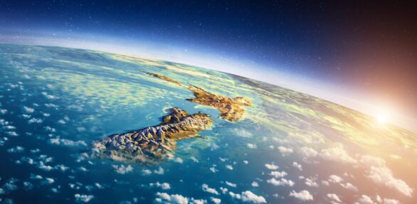 New Zealand sunrise. Elements of this image furnished by NASA. 3d rendering